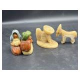 Carved stone figures & Mexican folk art pottery