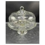 Glass cake stand with dome lid