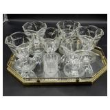 Brass mirror bar tray with sundae dishes