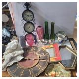 Clock, vases, and more