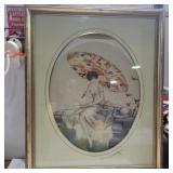 Louis Icart framed print 'Parasol ' 23in x 28in