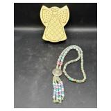 Handmade beaded boho-style necklace in angel box