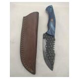 Damascus style hunting Knife w/ sheath   4' blade