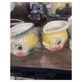 2 MCM ceramic fish planters
