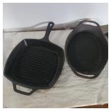 Lodge Cast iron square griddle and oval pan