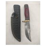 Damascus style Knife w/ sheath   4' blade