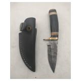 Damascus style Knife w/ sheath   3 ' blade