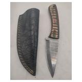 Damascus style  Knife w/ sheath   3.5' blade