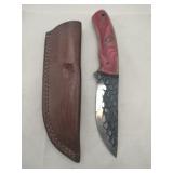 Damascus style hunting Knife w/ sheath   4' blade
