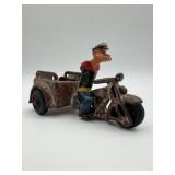 Popeye cast iron on bike Popeye is missing his
