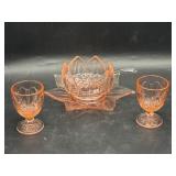 Westmoreland Lotus Pink mayonnaise bowl set &