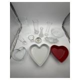 Miscellaneous Glass with ceramic heart dishes