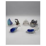 Glass Dolphins paper weights, shower curtain,