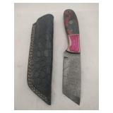 Damascus style skinning  Knife w/ sheath   4'
