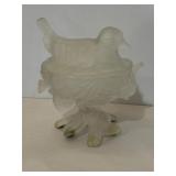 Westmoreland frosted glass nesting robin trinket