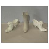 Fenton White Milk Glass slippers & boot vase