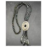 Handmade black boho-style necklace