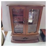 Wood jewelry box 12in x 10in and small lacquered