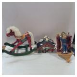 Christmas decor rocking horse, Christmas village