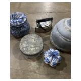 Mini iron, Godinger vanity jar, small lidded jars