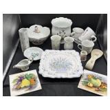Various painted porcelain floral pieces, Japan