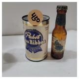 Pabst blue ribbon bank 3.5in and small glass
