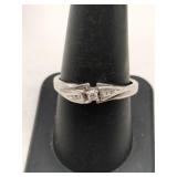 Silver clear Stone ring unmarked size 8.5.