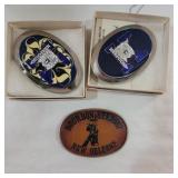 2 Kentucky wildcats and 1 bourbon st belt buckles