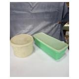 Tupperware green tote and small plastic jug/ bowl