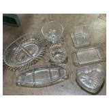 Clear pressed & crystal glass dishes, divided