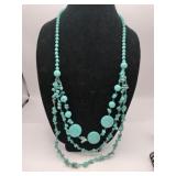 3 tier beaded turquoise necklace