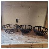 3 metal hanging plant holders