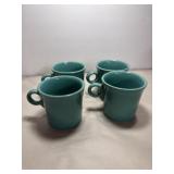 4 Turquoise Fiesta Coffee Mugs