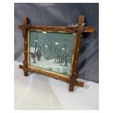 vintage winter landscape oil painting in a