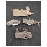 Pocket novelty knives motorcycle train tigers