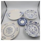 Blue and white bowls and plates meakin,