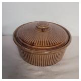 Pottery covered dish marked usa