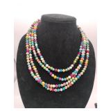Large multicolored wooden beaded necklace