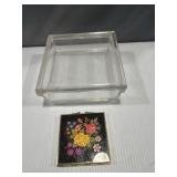 Floral  compact foldable mirror and clear