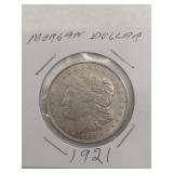 1921 Morgan silver dollar