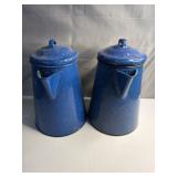 Graniteware enamelware coffee pots (x2)