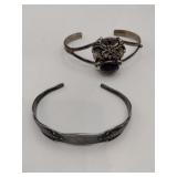 Spoon ring and silver tone ring purple rhinestone
