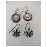 Silver two pair dangle earrings marked 925.