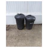 2 LIKE NEW 30 GALLON TRASH CANS WITH LIDSFROM