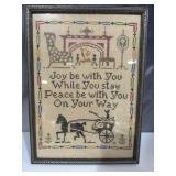 11x15 vintage framed cross-stitch sampler