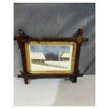 framed winter barn landscape painting Wall art 8x6