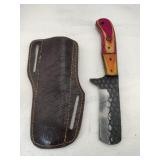 Damascus style utility/Bull  cutter knife w/