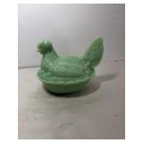 Green Glass Nesting Chicken
