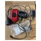 TCL remote charger dock, lively red flip phone,