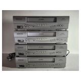 4 Emerson VCRs All Power On